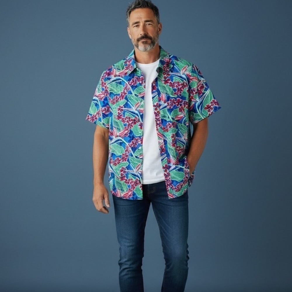 Vineyard Vines Slim Fit Murray Shirt Men's Short Sleeve Tropical Floral Print- S